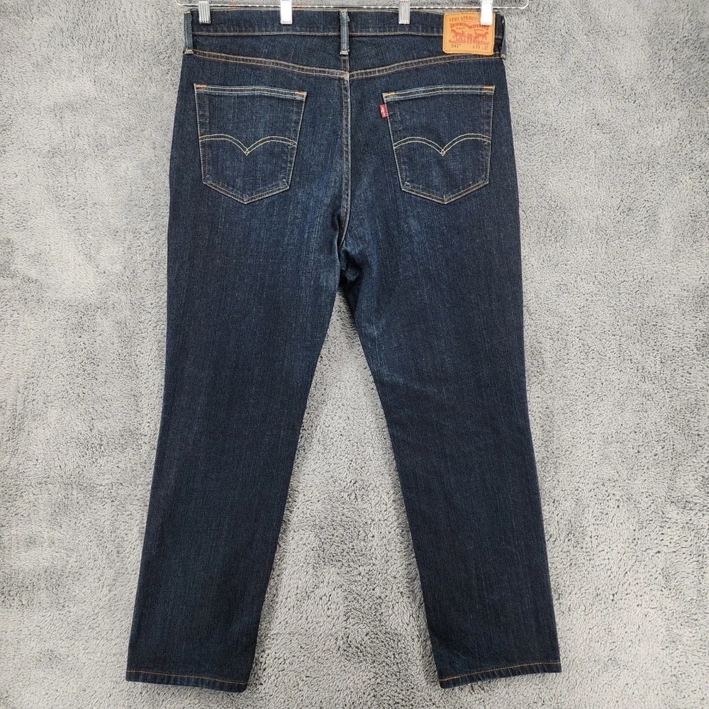Levis 541 Jeans Mens 39x30 Blue Dark Wash Denim Athletic Taper Stretch [READ]